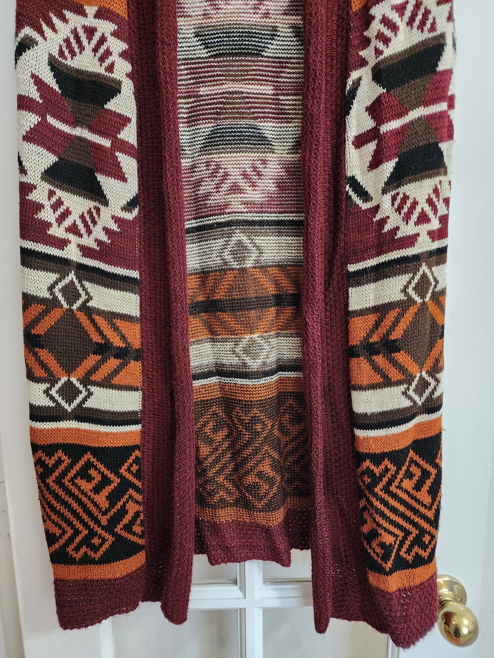 Daytrip Southwestern Geometric Long Duster Sweater Vest M Made USA - Picture 7 of 13